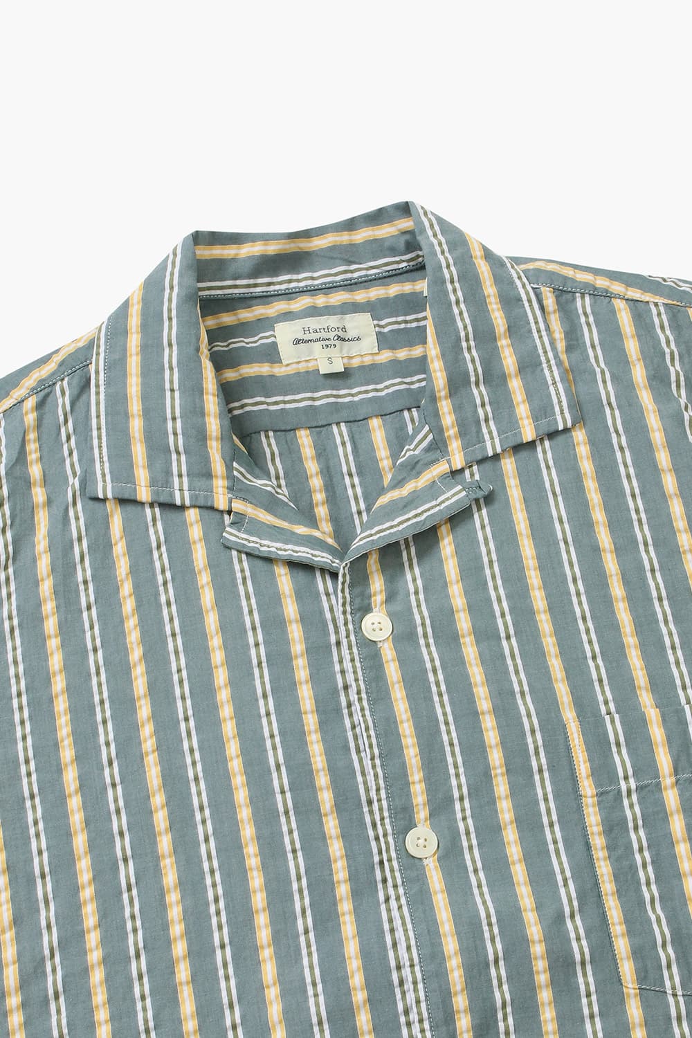 코튼 스트라이프 테일러드 카라 반소매 셔츠 BB14012 02