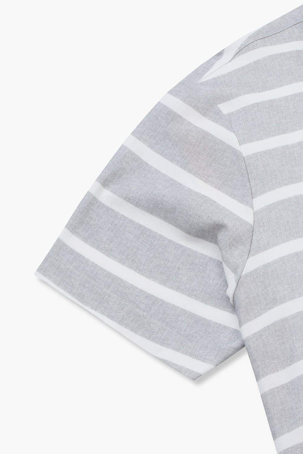 코튼 스트라이프 버튼 다운 반소매 티셔츠 65011NCP462211