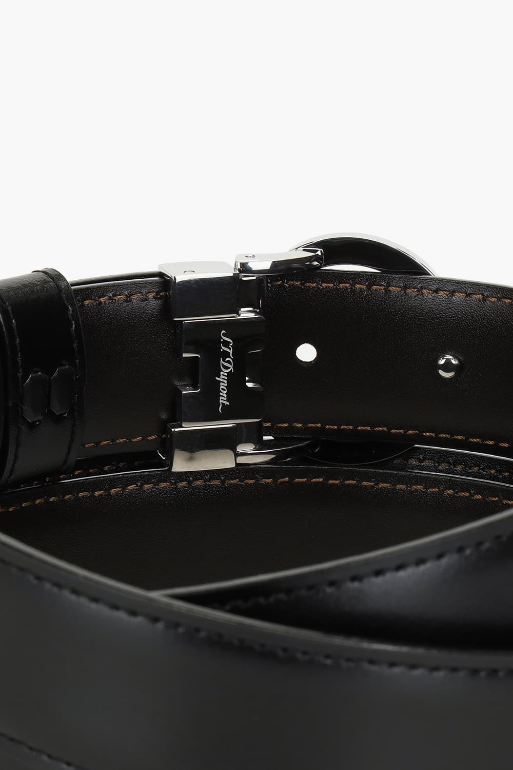 D 로고 라운드 버클 리버서블 벨트 실버 30MM 블랙/브라운 CJ8440120B