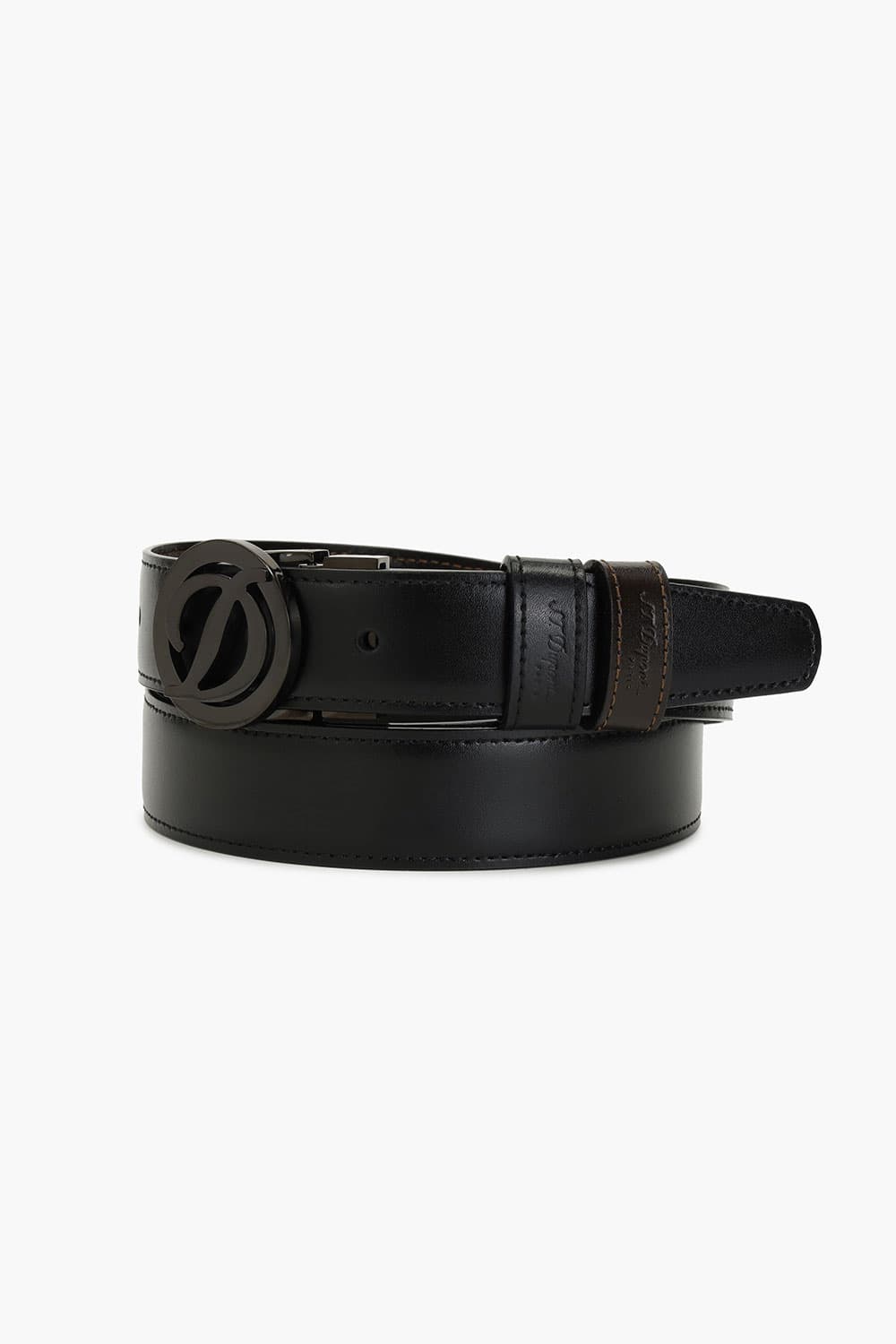 D 로고 라운드 버클 리버서블 벨트 블랙 30MM 블랙/브라운 CJ8460120B