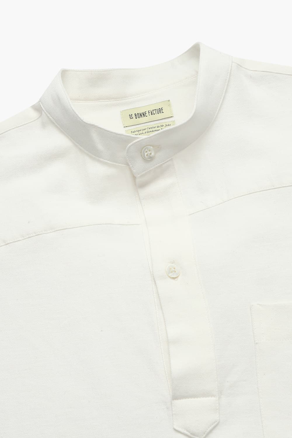 코튼 마 믹스 BAND COLLAR POPOVER SHIRT 화이트 셔츠 QE4FMDBSH102Q08