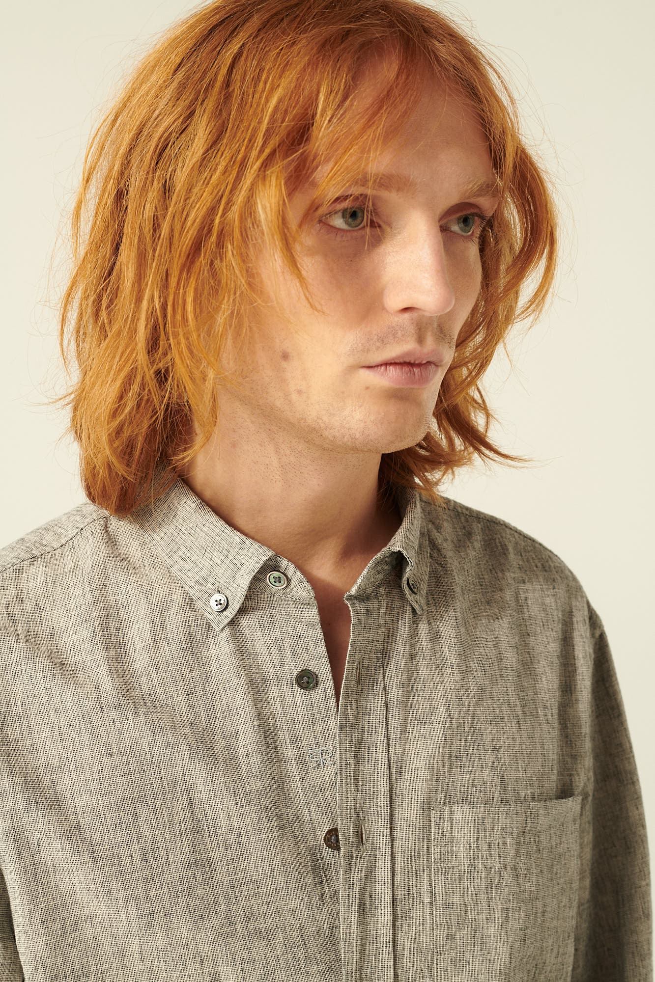 면 스판 SAMSON 셔츠 그레이 QE4FMRDSH103Q90