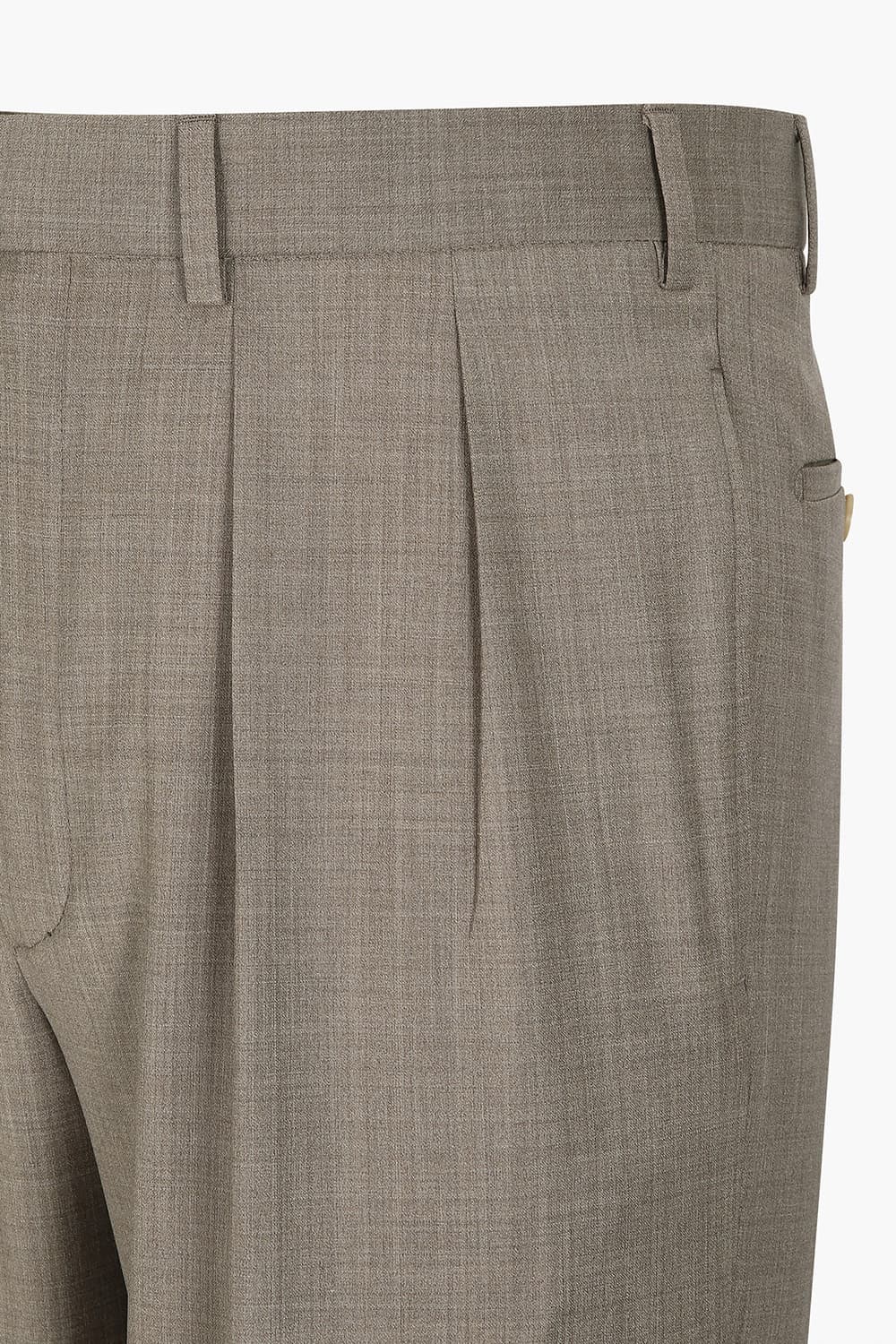 스트레치 울 블렌드 투 턱 팬츠 브라운 QE5SMBZPT101Q83