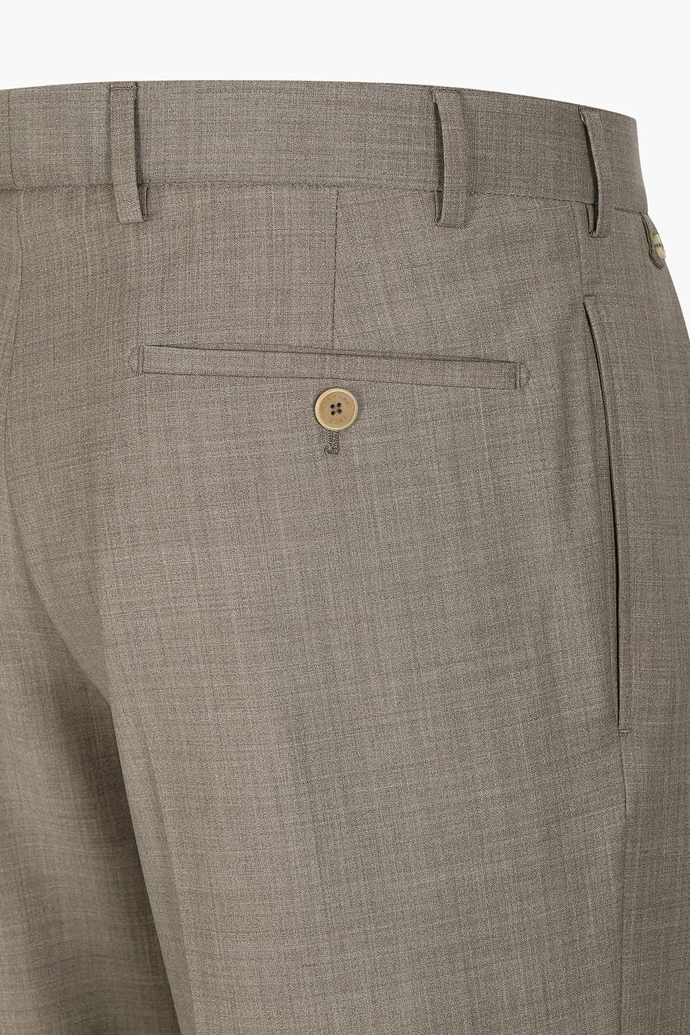 스트레치 울 블렌드 투 턱 팬츠 브라운 QE5SMBZPT101Q83