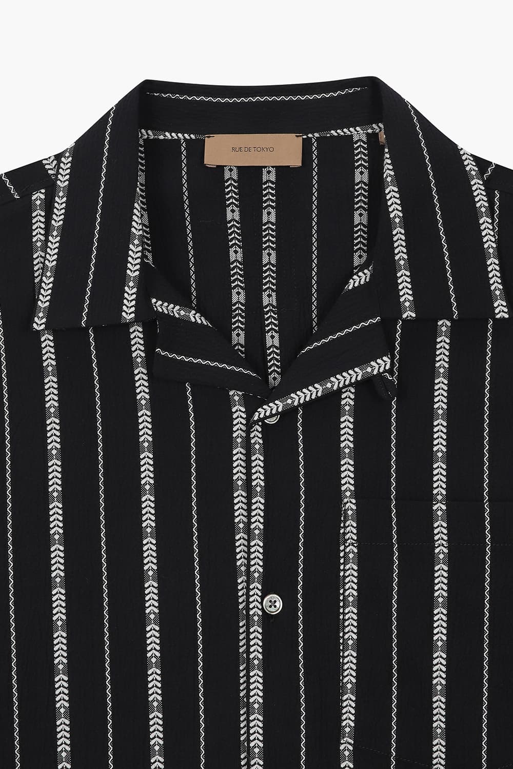 코튼 일러스트 스프라이프 테일러드 카라 반소매 셔츠 25-2 3770249BES