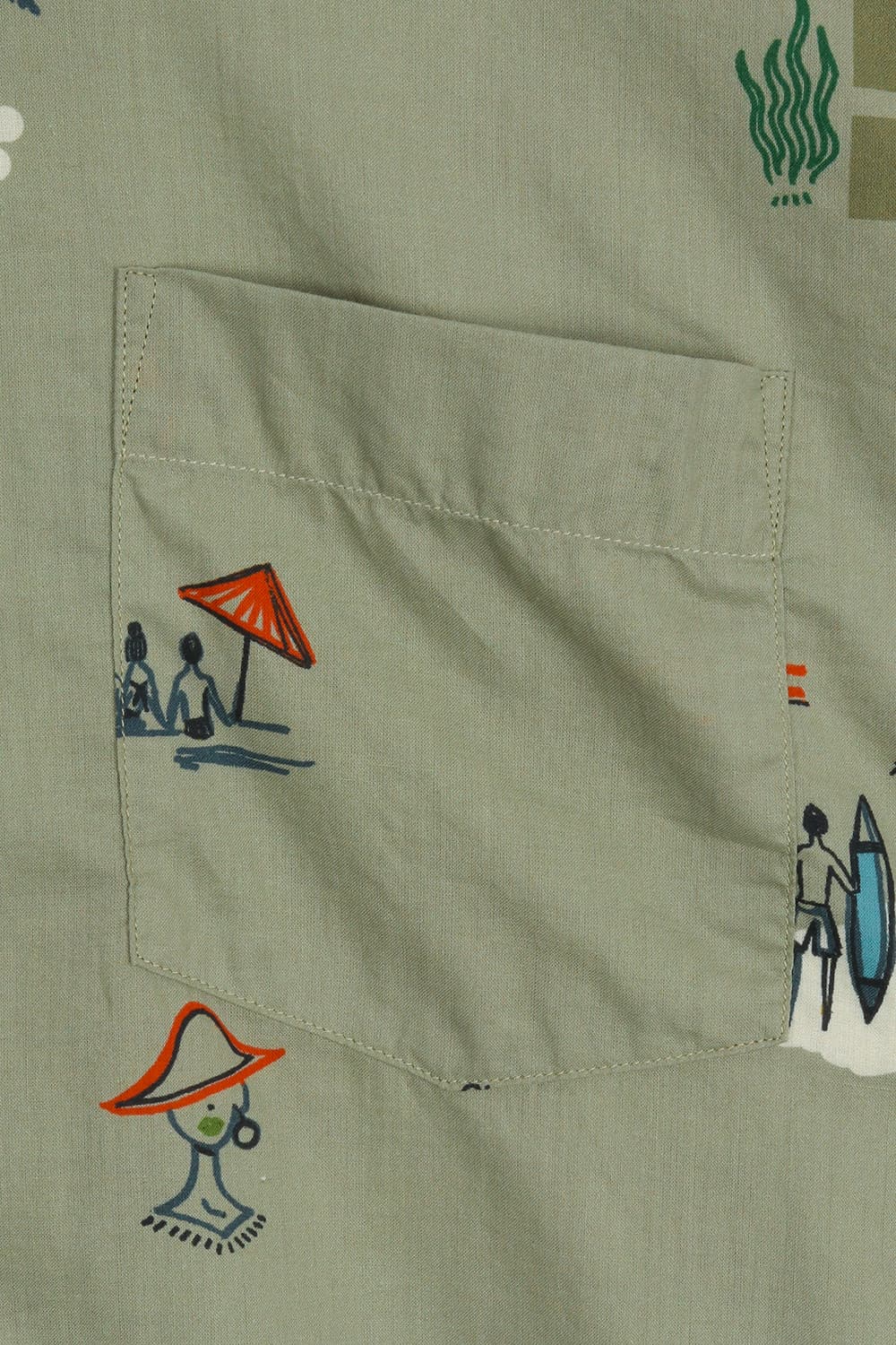 코튼 일러스트 테일러드 카라 반소매 셔츠 BD1403202