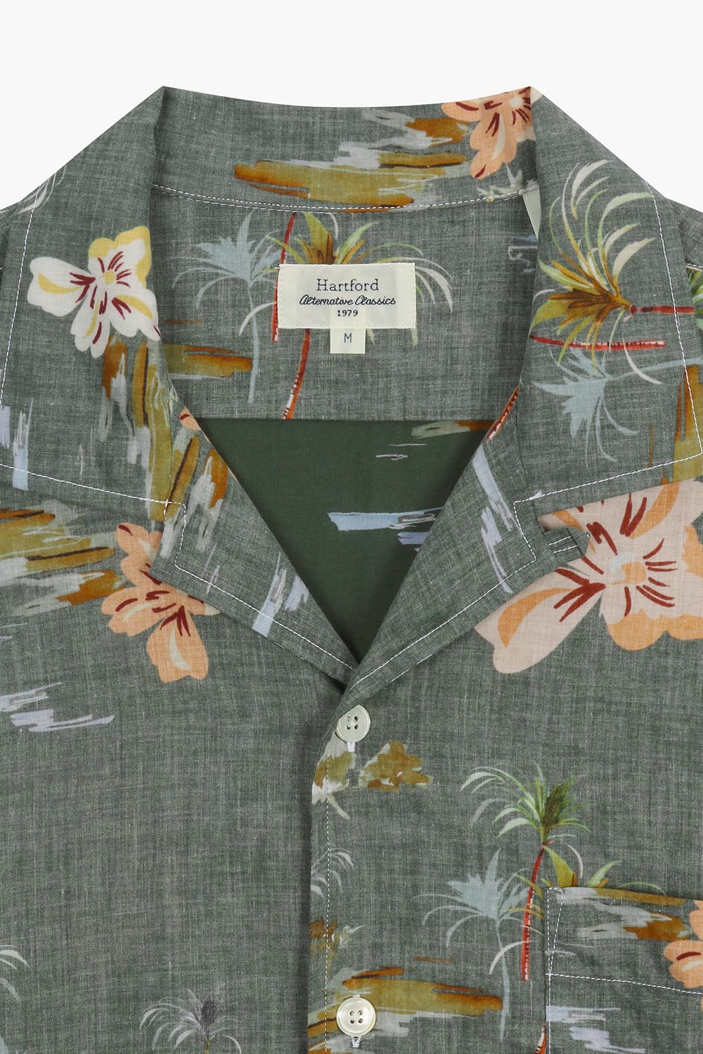 코튼 하와이안 테일러드 카라 반소매 셔츠 BD1403302