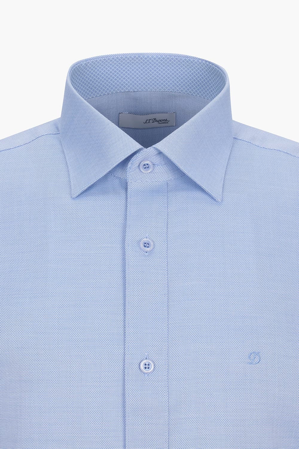 [LAST SIZE] 도비 배색 삼색바 자수 313 컴포터블 셔츠 블루