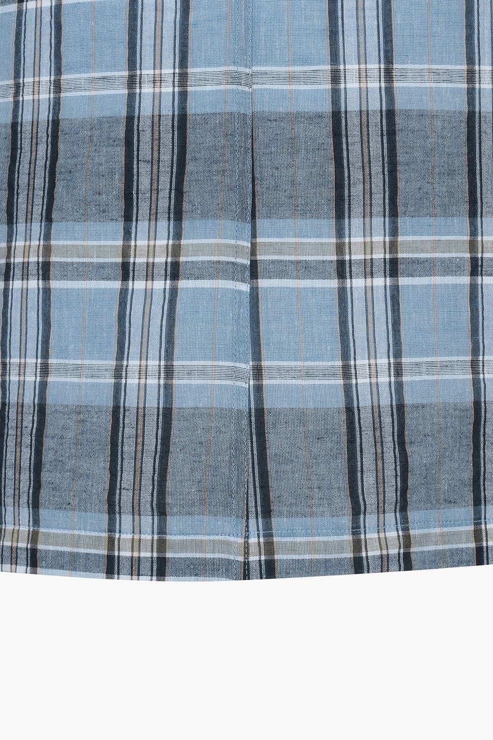 [LAST SIZE] 린넨 믹스 시어서커 체크 비즈니스 셔츠 블루