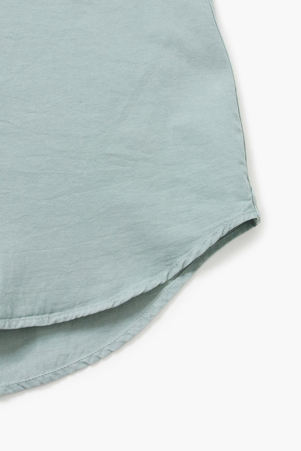 린넨 혼방 버튼 다운 투 포켓 라이트그린 셔츠