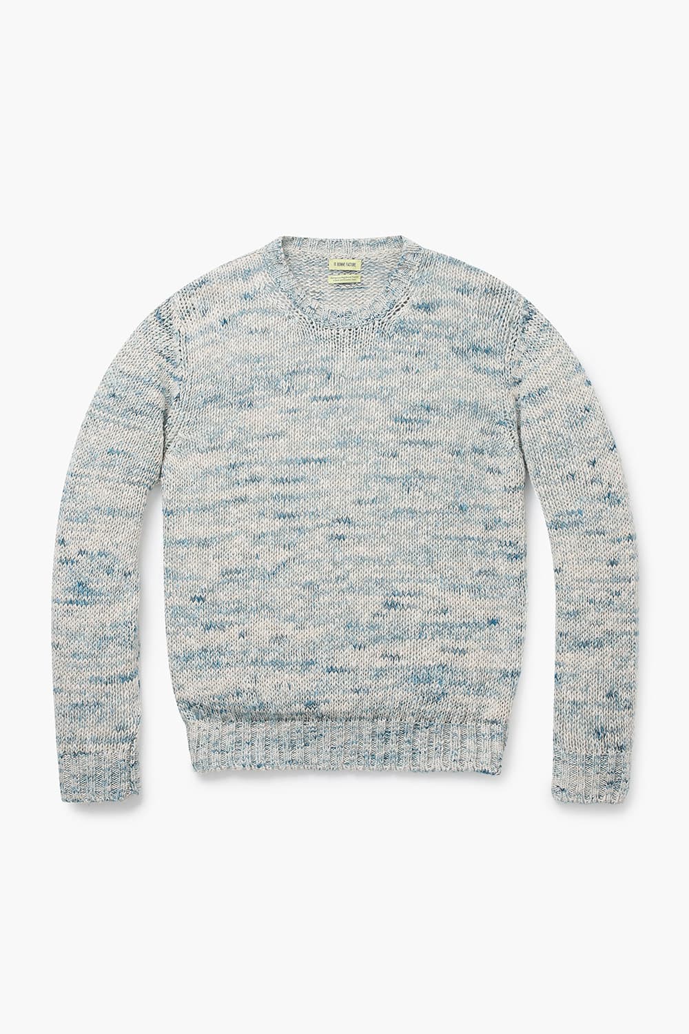 린넨 혼방 크루넥 블루 긴소매 니트