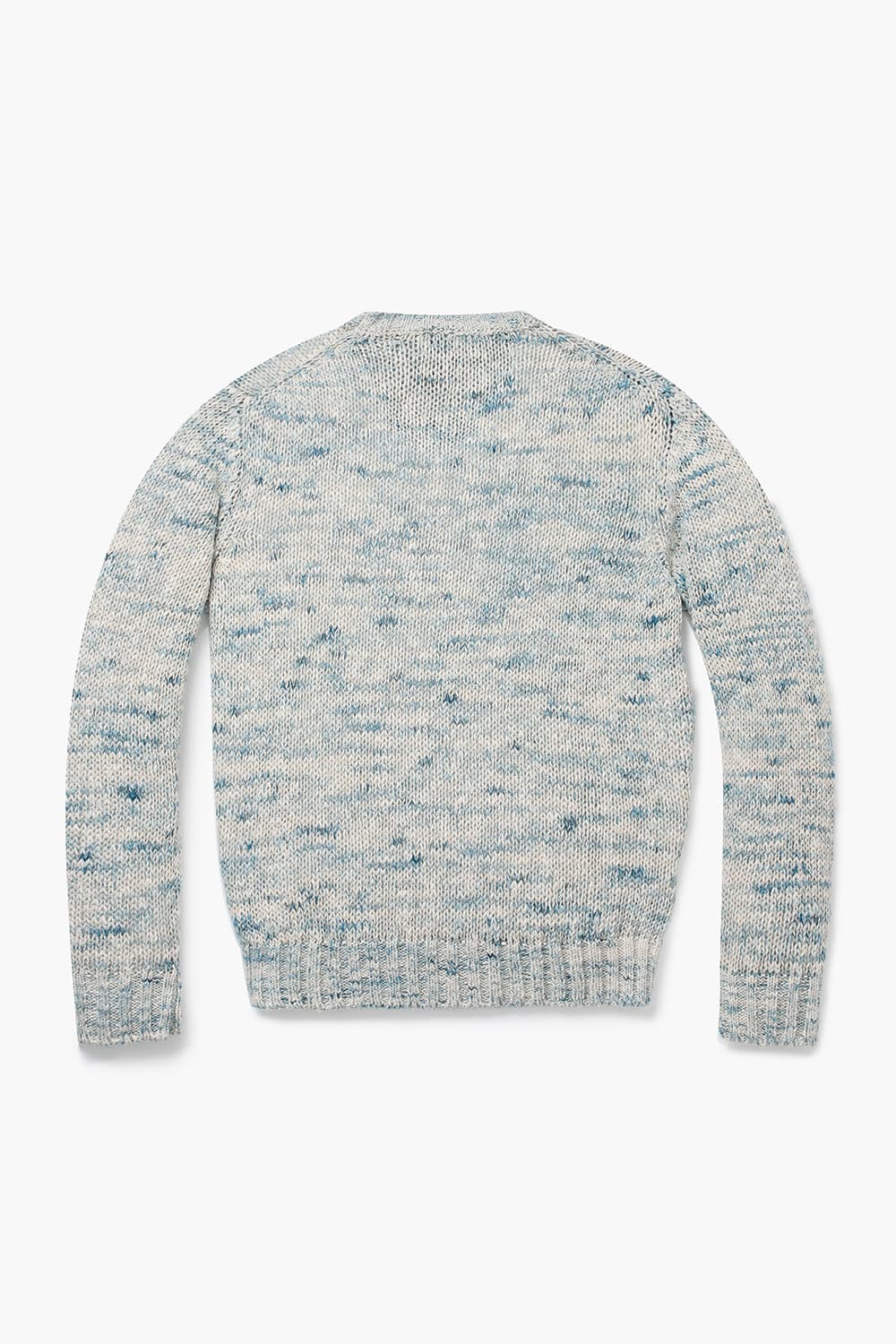 린넨 혼방 크루넥 블루 긴소매 니트