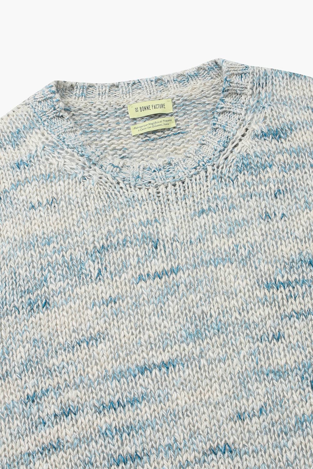 린넨 혼방 크루넥 블루 긴소매 니트