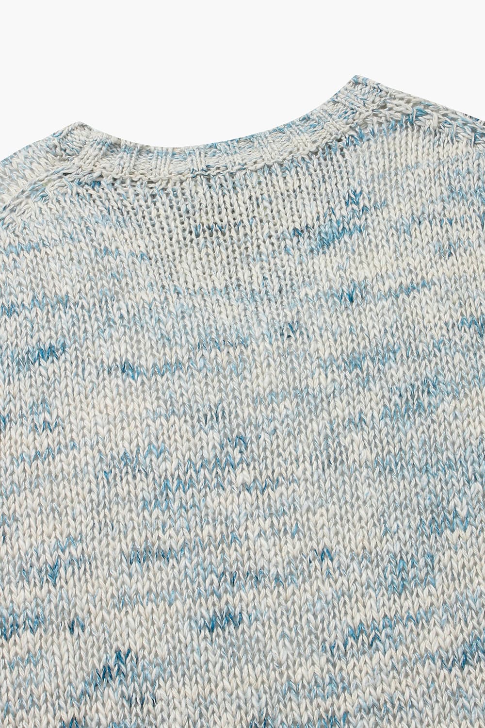 린넨 혼방 크루넥 블루 긴소매 니트