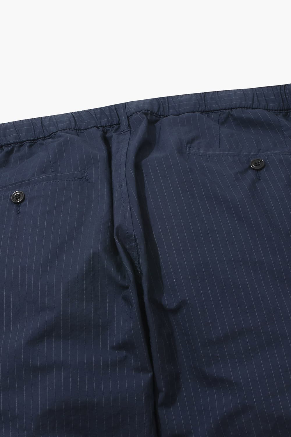 코튼 스트라이프 드로우스트링 세미와이드 다크네이비 팬츠