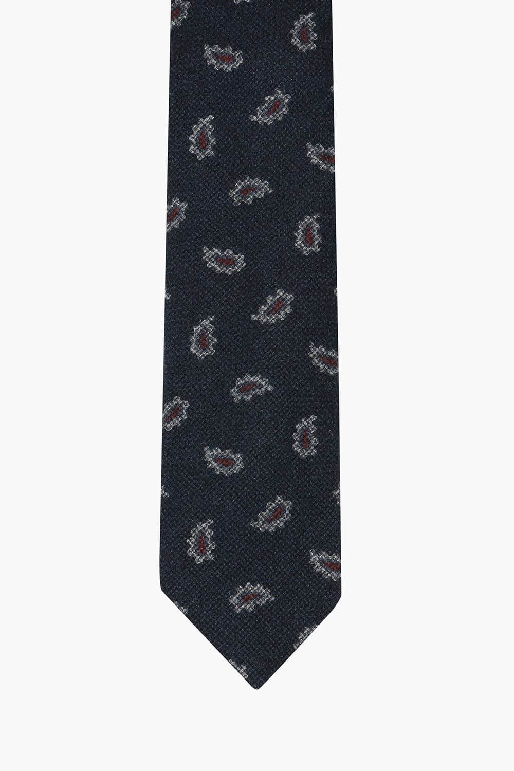 울 실크 혼방 일러스트 패턴 102 다크네이비 넥타이