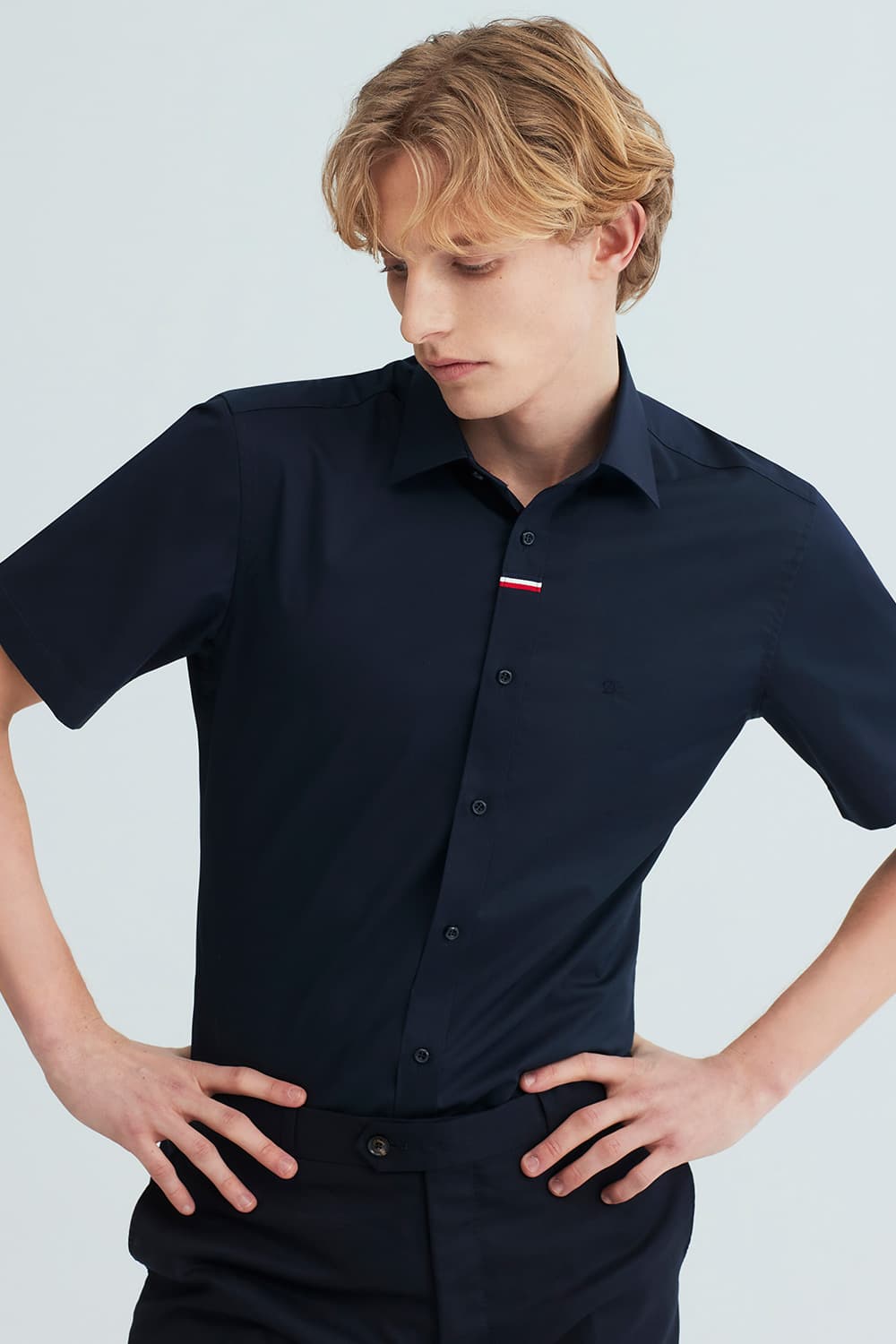 플라켓 트리콜로르 952 컴포터블 반팔 셔츠 네이비 SE6MM22HS952SNY