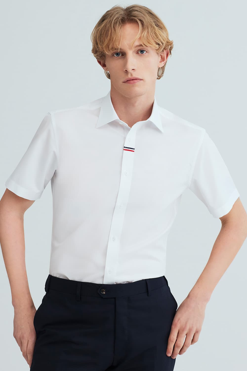 플라켓 트리콜로르 952 컴포터블 반팔 셔츠 화이트 SE6MM22HS952SWH