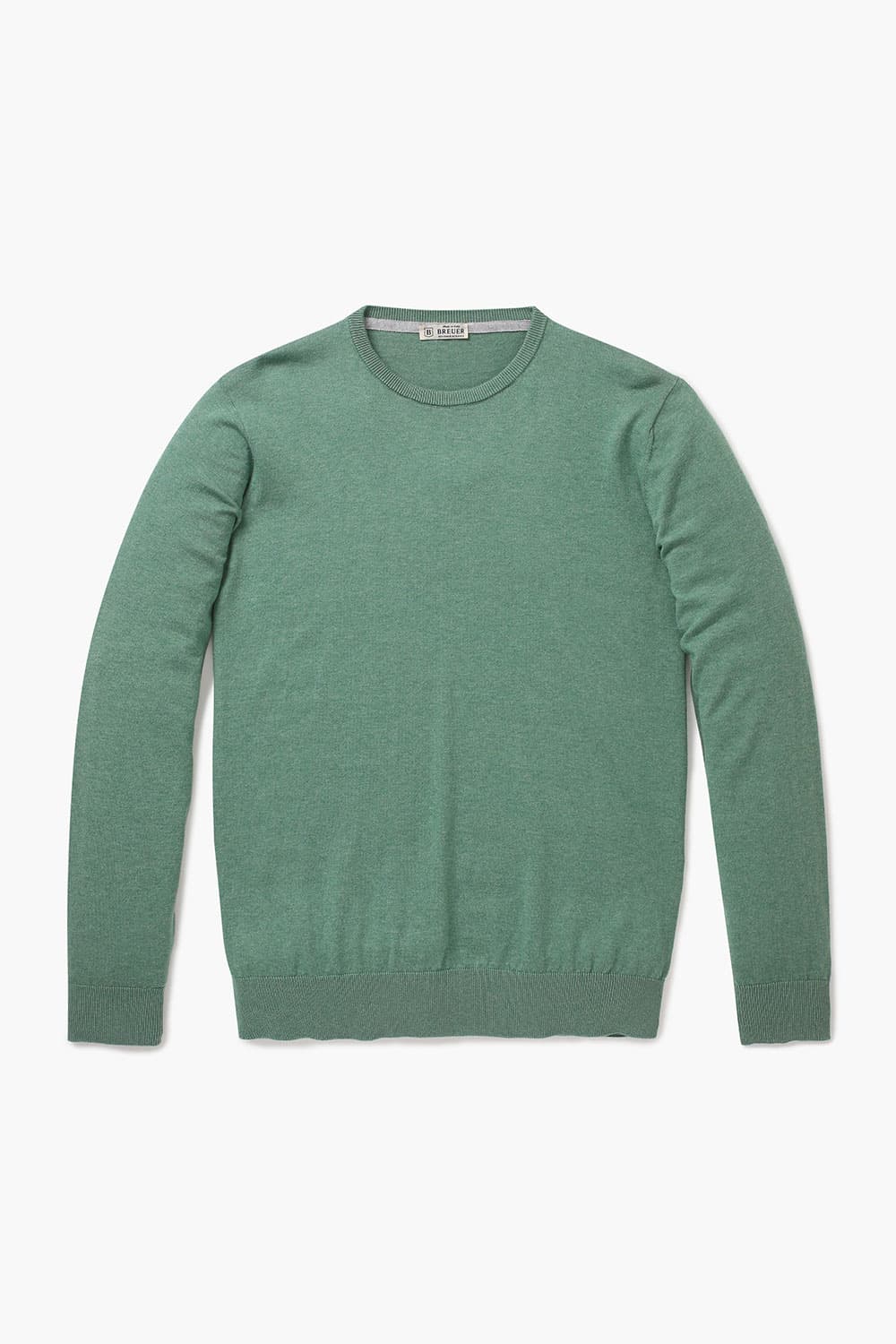 코튼 크루넥 그린 긴소매 니트