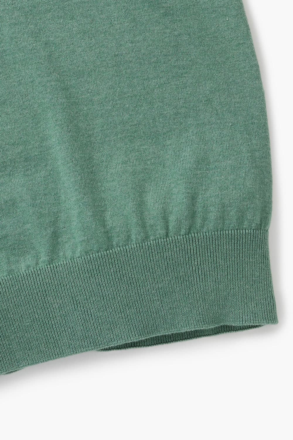 코튼 크루넥 그린 긴소매 니트