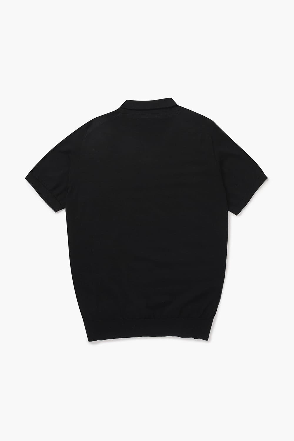 코튼 폴로 블랙 반소매 니트