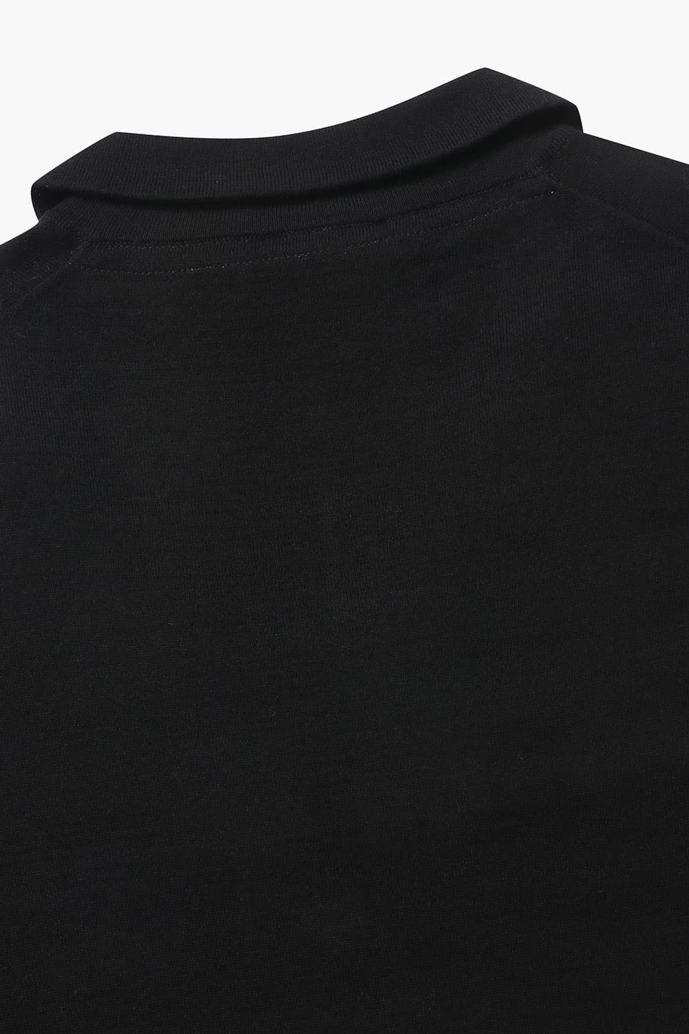 코튼 폴로 블랙 반소매 니트