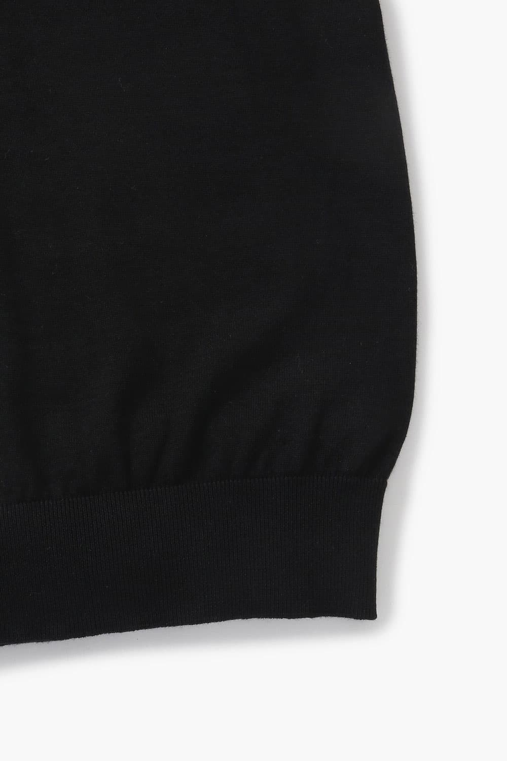 코튼 폴로 블랙 반소매 니트