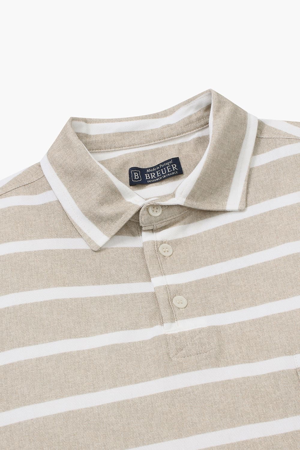 코튼 스트라이프 버튼 다운 반소매 티셔츠 65011NCP462209