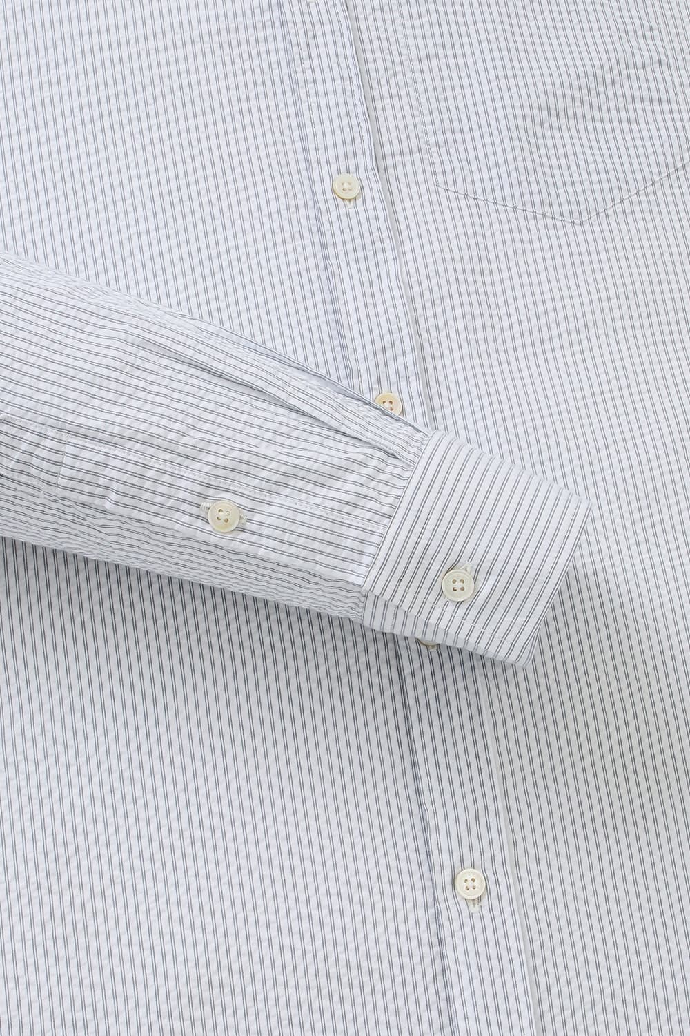 SANTIAGO 코튼 스트라이프 차이나 카라 셔츠
