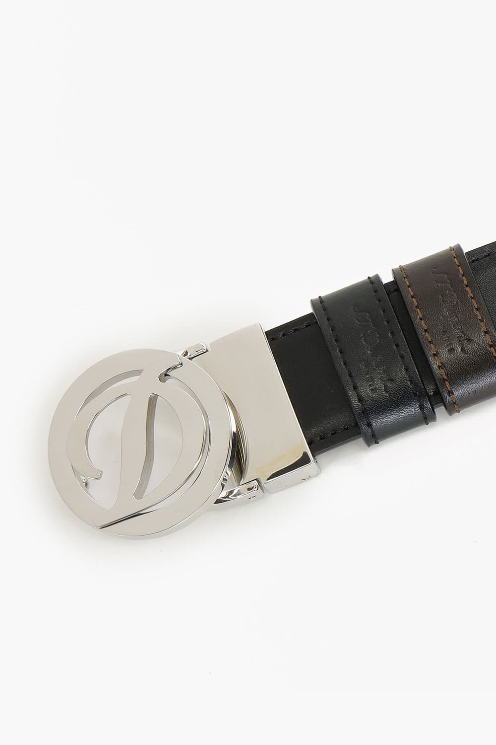 D 로고 라운드 버클 리버서블 벨트 실버 30MM 블랙/브라운 CJ8440120B