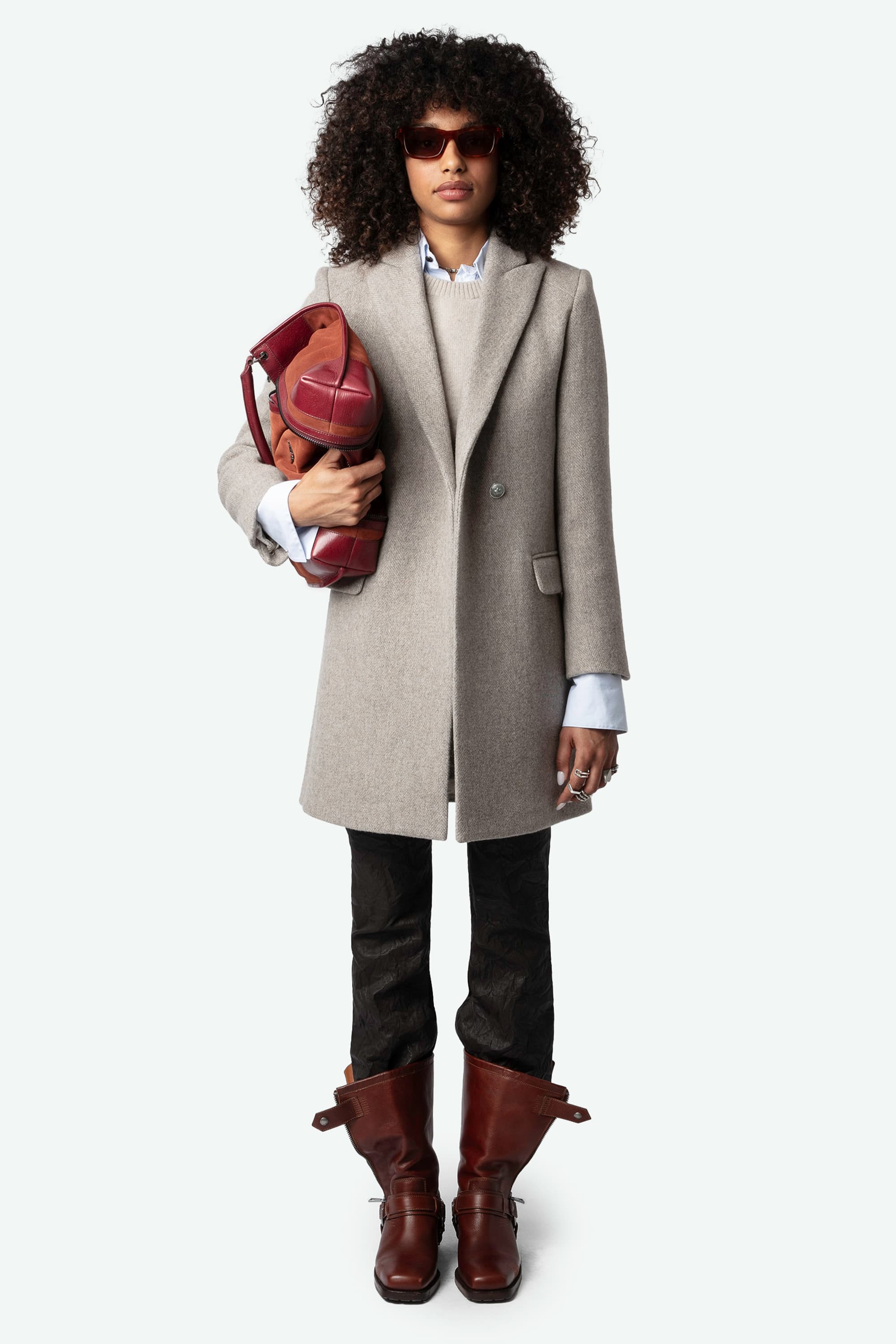 Marco Chevron Wool Coat