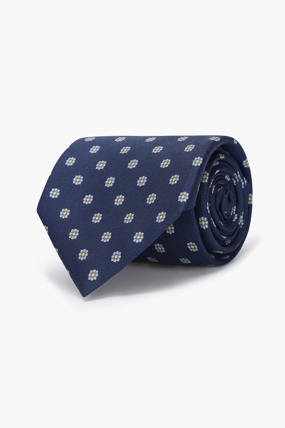실크 플라워 패턴 702 다크네이비 넥타이