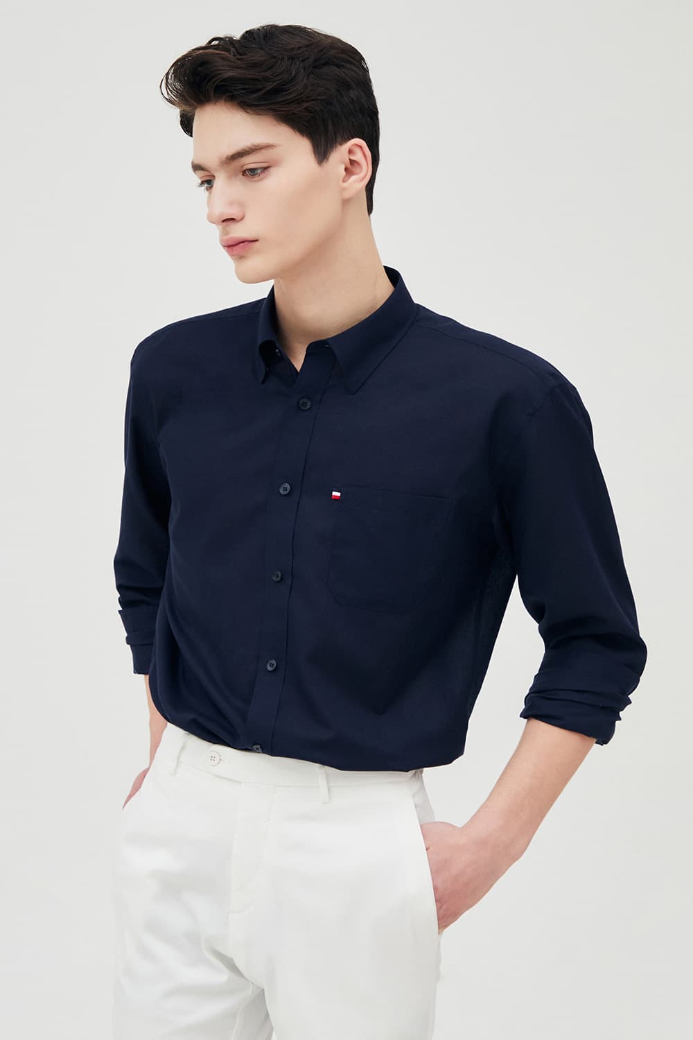 린넨 트리콜로르 955 뉴 캐주얼 핏 셔츠 네이비 SE5SM22LS955SNY