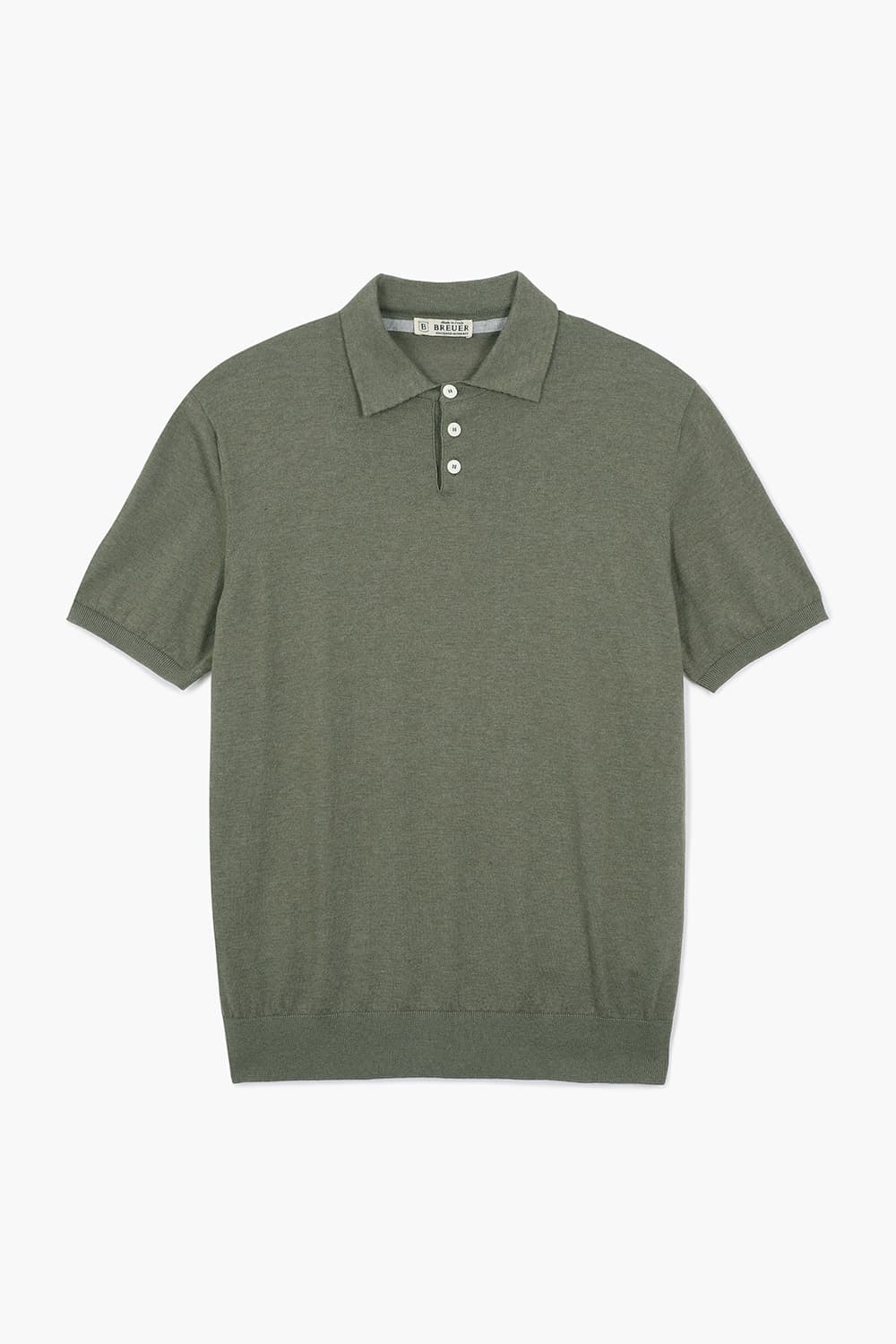 코튼 폴로 카키 반소매 니트