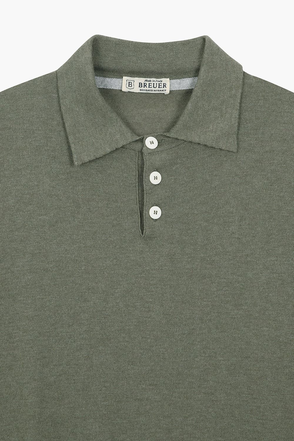 코튼 폴로 카키 반소매 니트