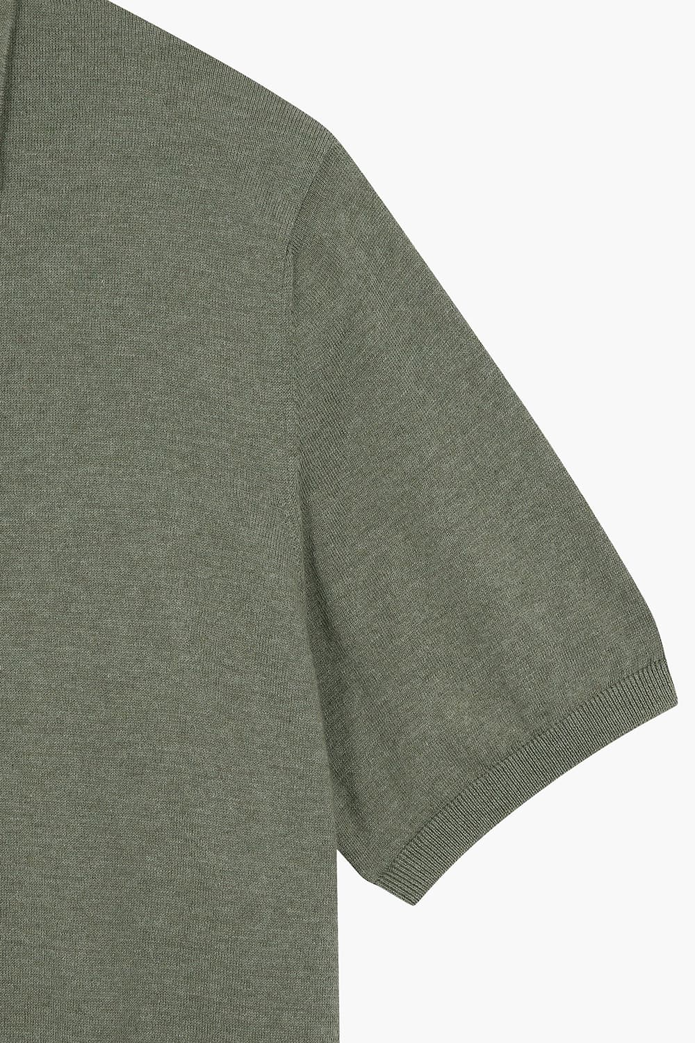 코튼 폴로 카키 반소매 니트