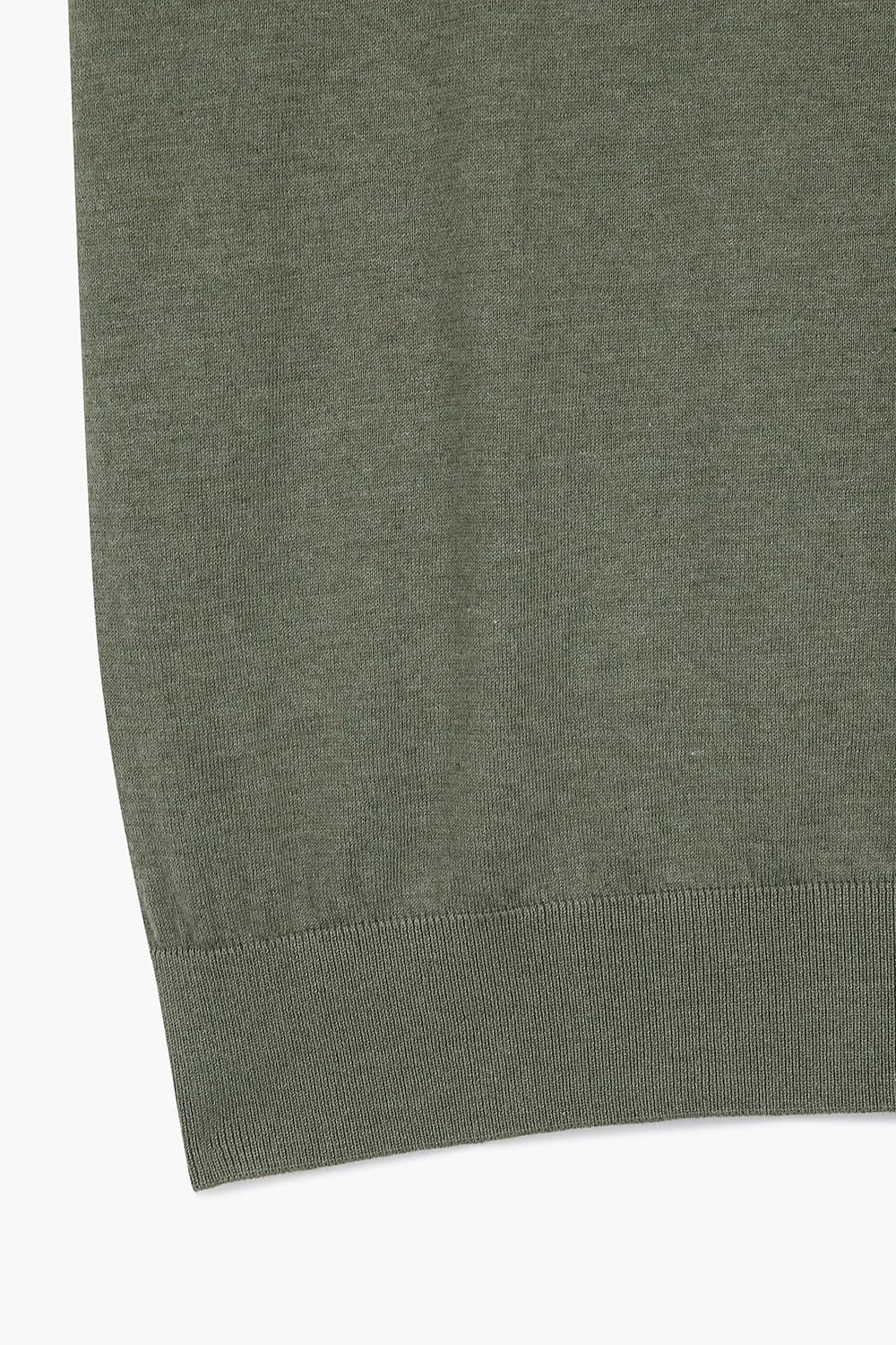 코튼 폴로 카키 반소매 니트