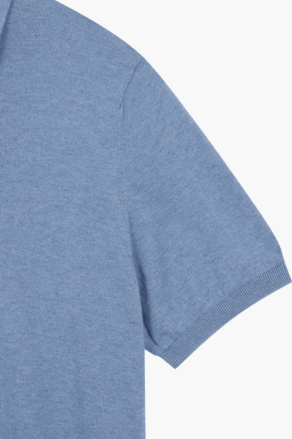 코튼 폴로 블루 반소매 니트