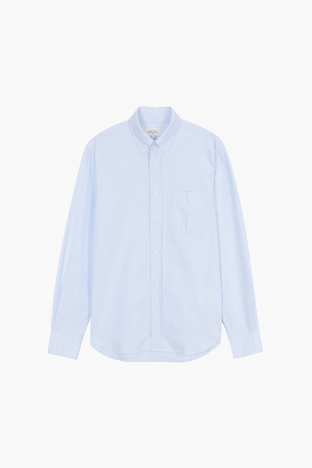 코튼 버튼 다운 카라 라이트블루 셔츠