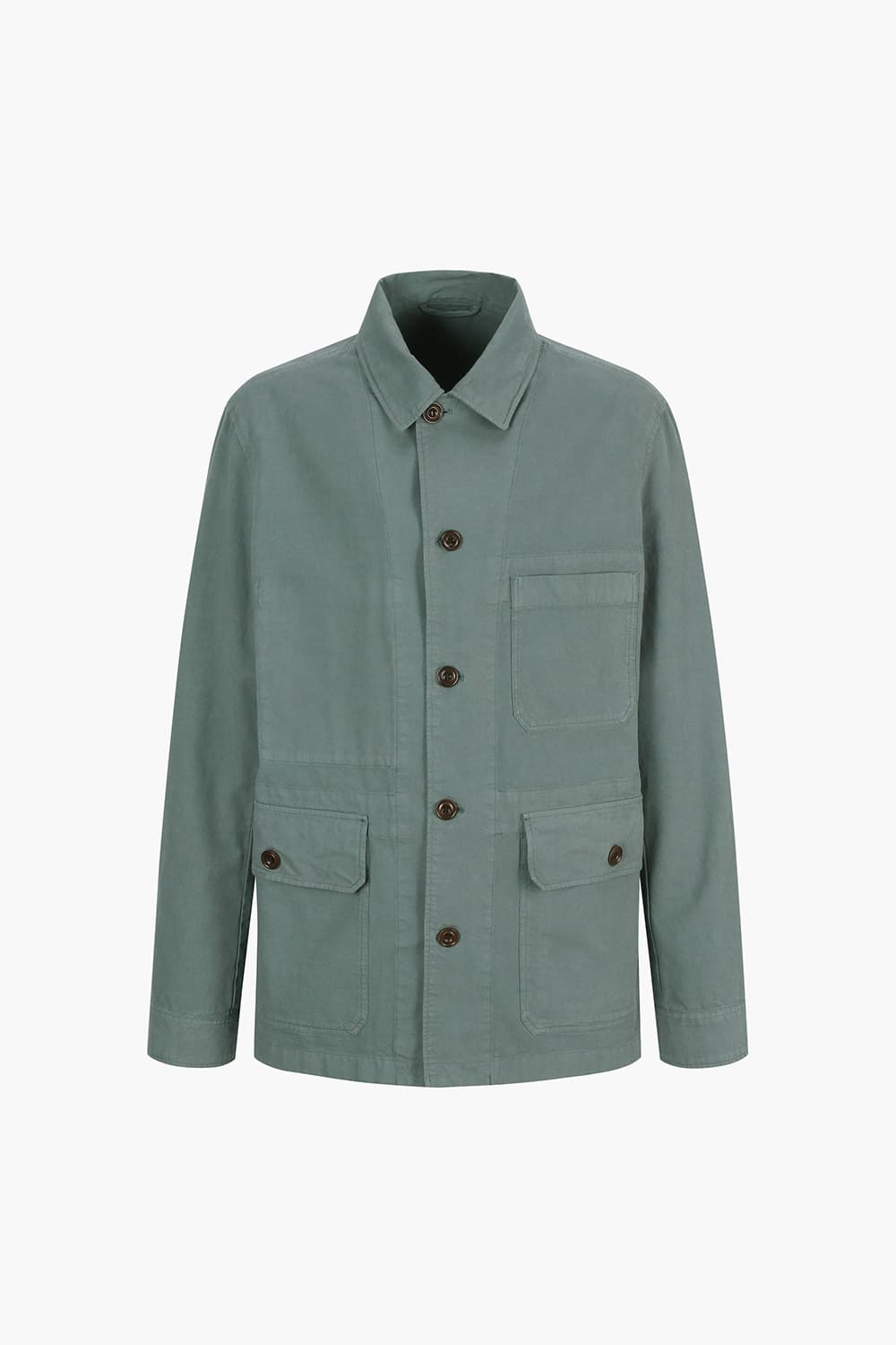 DON 린넨 혼방 투 포켓 셔츠형 108 블루그린 캐주얼 자켓
