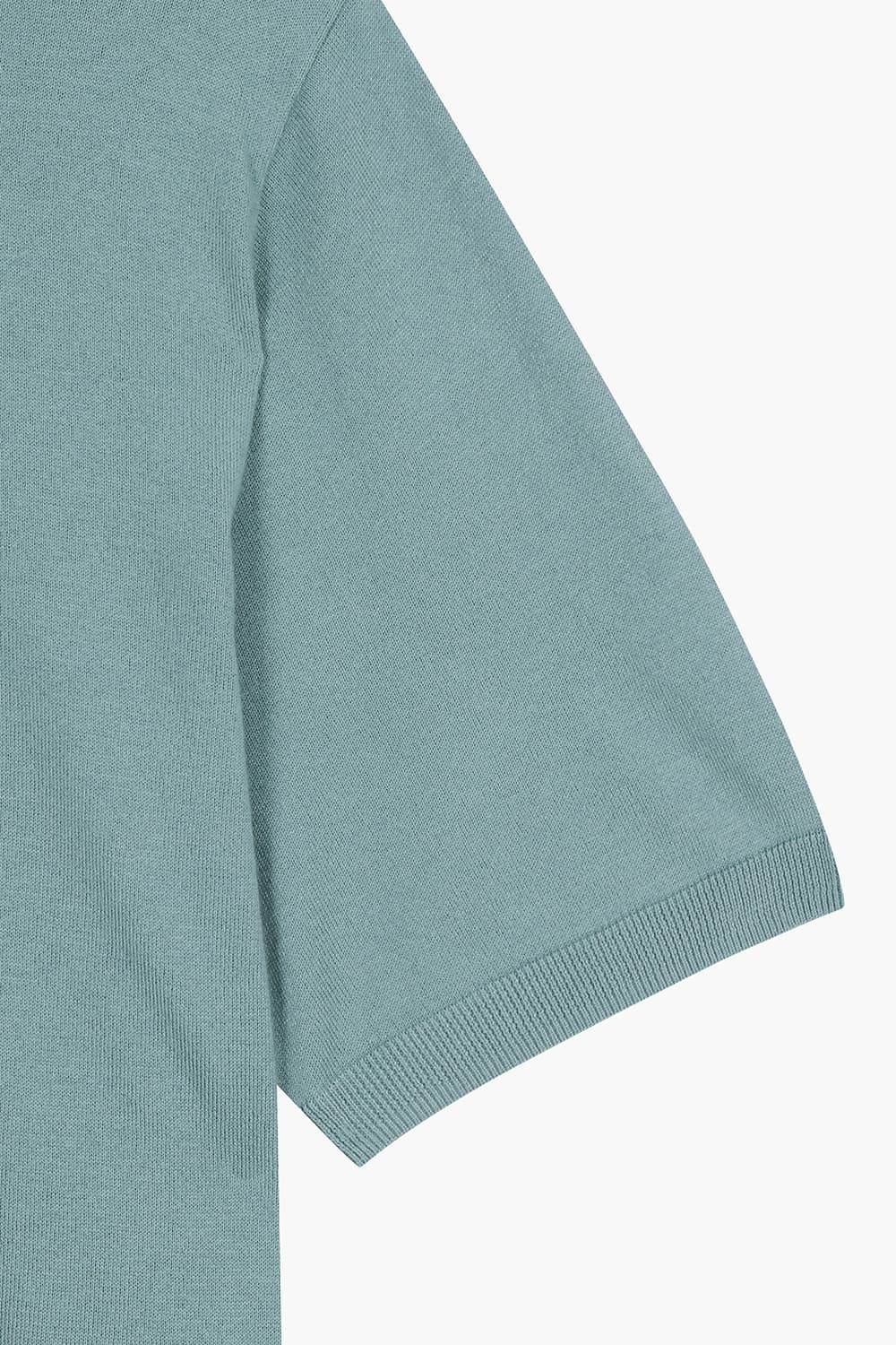 실크 혼방 폴로 505 블루그린 반소매 니트
