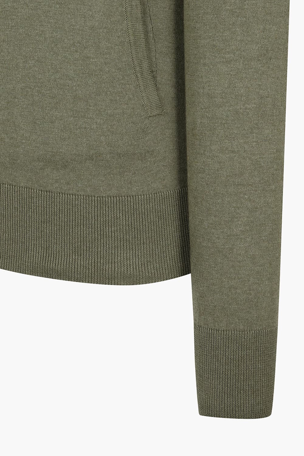 코튼 헨리넥 니트 카키 집업