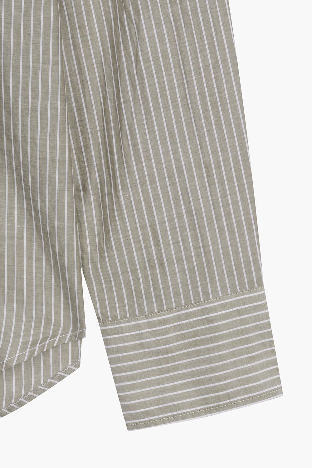 코튼 스트라이프 포켓 라이트브라운 셔츠