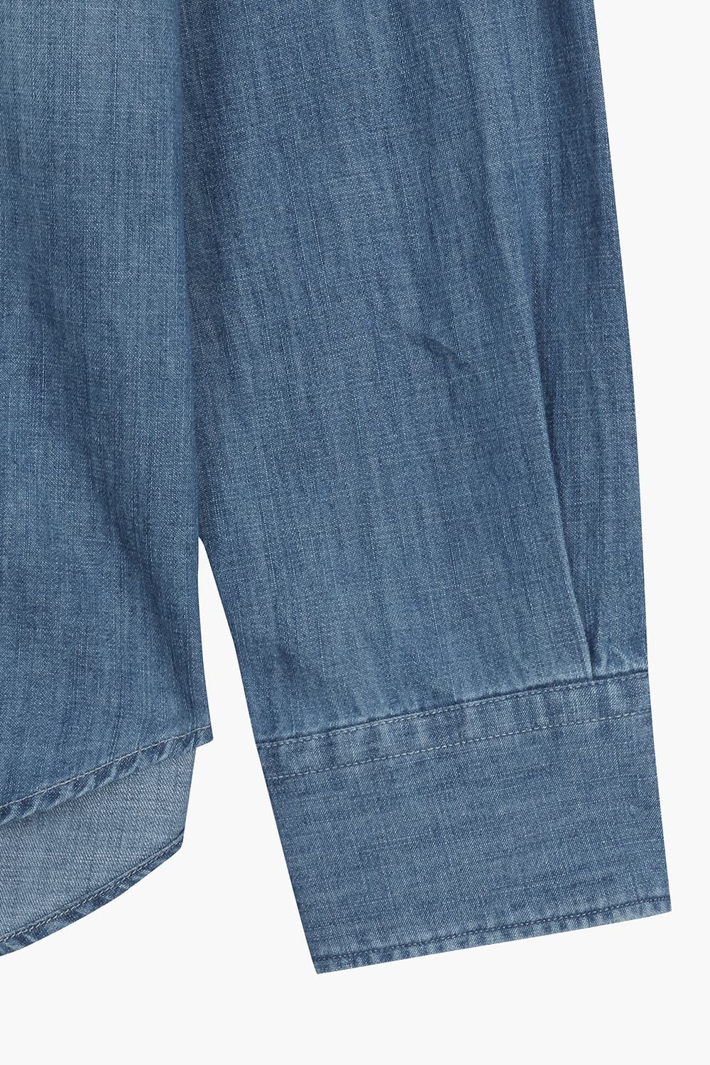 중청 데님 버튼 다운 투 포켓 블루 셔츠