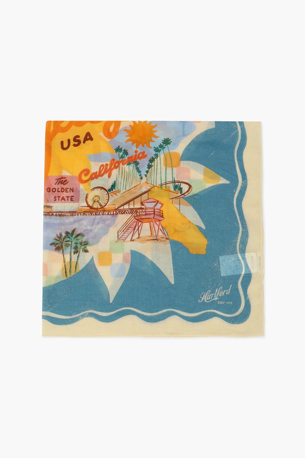 코튼 바캉스 일러스트 101 라이트블루 스카프