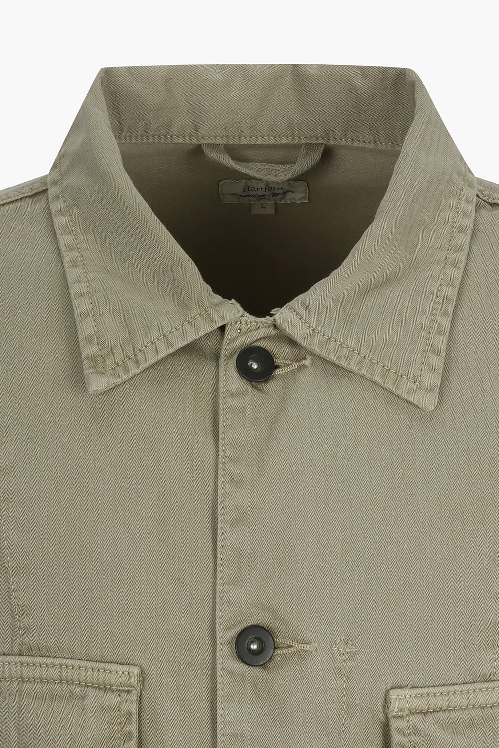 코튼 투 포켓 셔츠형 라이트카키 캐주얼 자켓