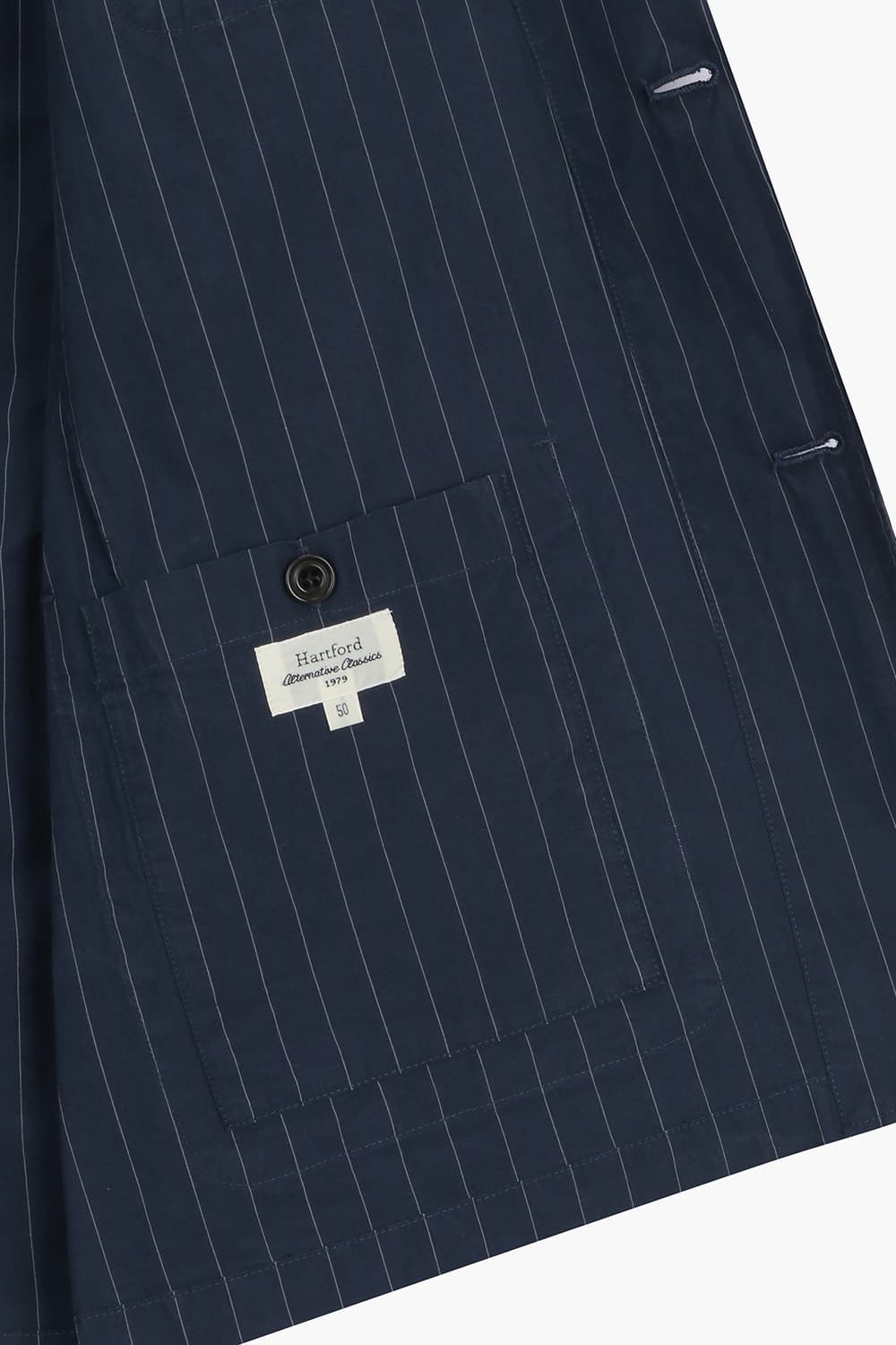 코튼 스트라이프 다크네이비 테일러드 자켓