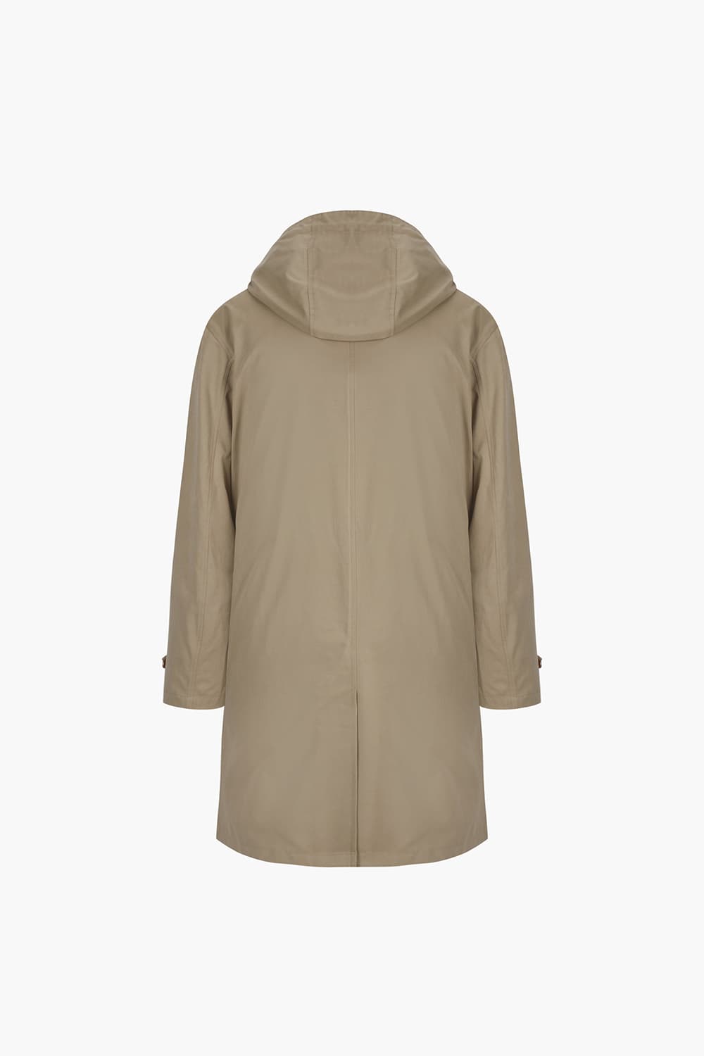 면 혼방 후드 롱 베이지 다운 점퍼