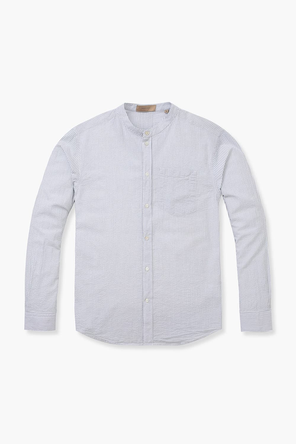 SANTIAGO 코튼 스트라이프 차이나 카라 셔츠