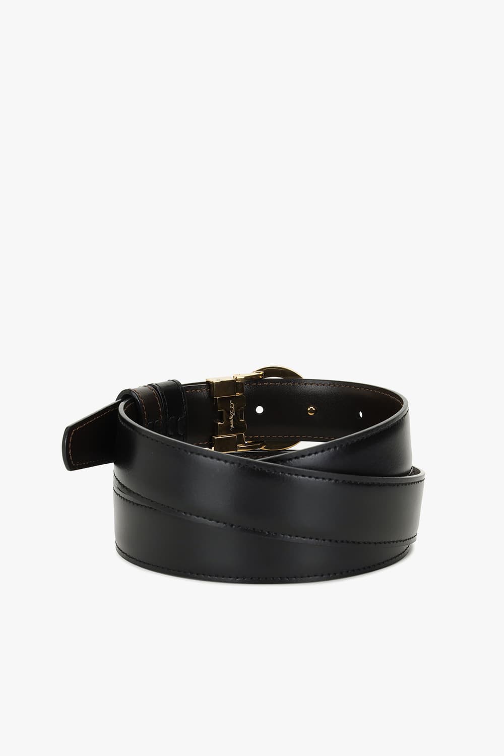 D 로고 라운드 버클 리버서블 벨트 골드 30MM 블랙/브라운 CJ8450120B